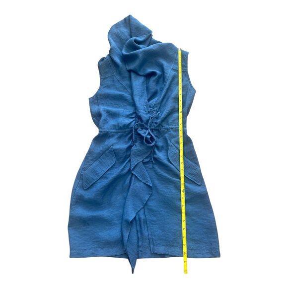 Y2K BCBG Maxazria Drawstring Waist Sleeveless Hooded Dress Blue size XXS - Picture 11 of 15